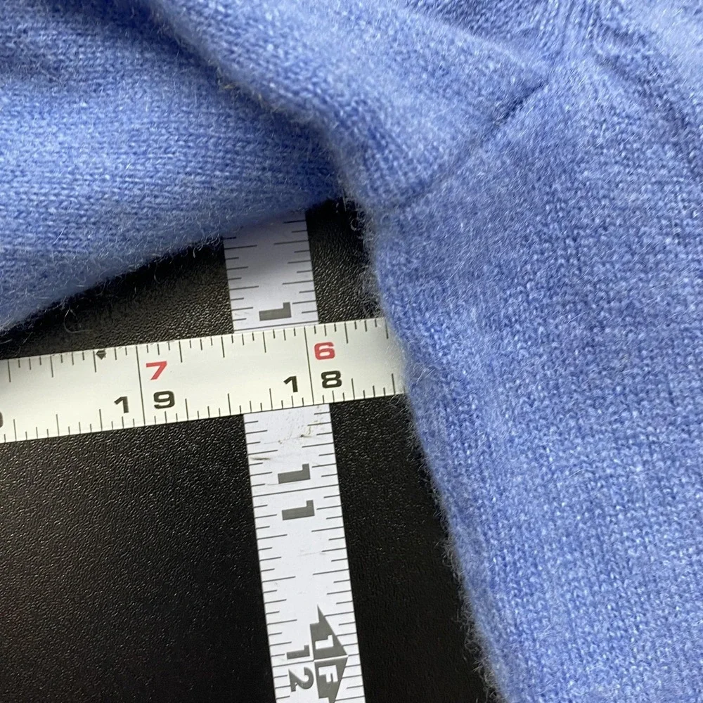 Talbots Cashmere Sweater Womens Medium Blue 3/4 Sleeve‎ Crewneck Knit Pullover